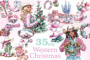 Western Christmas Clipart, a Seasonal Illustration by GlamArtZhanna