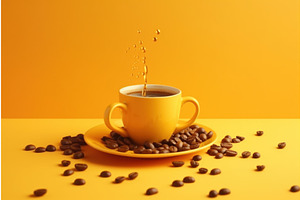 Coffee Yellow Cup Drink. Generate Ai