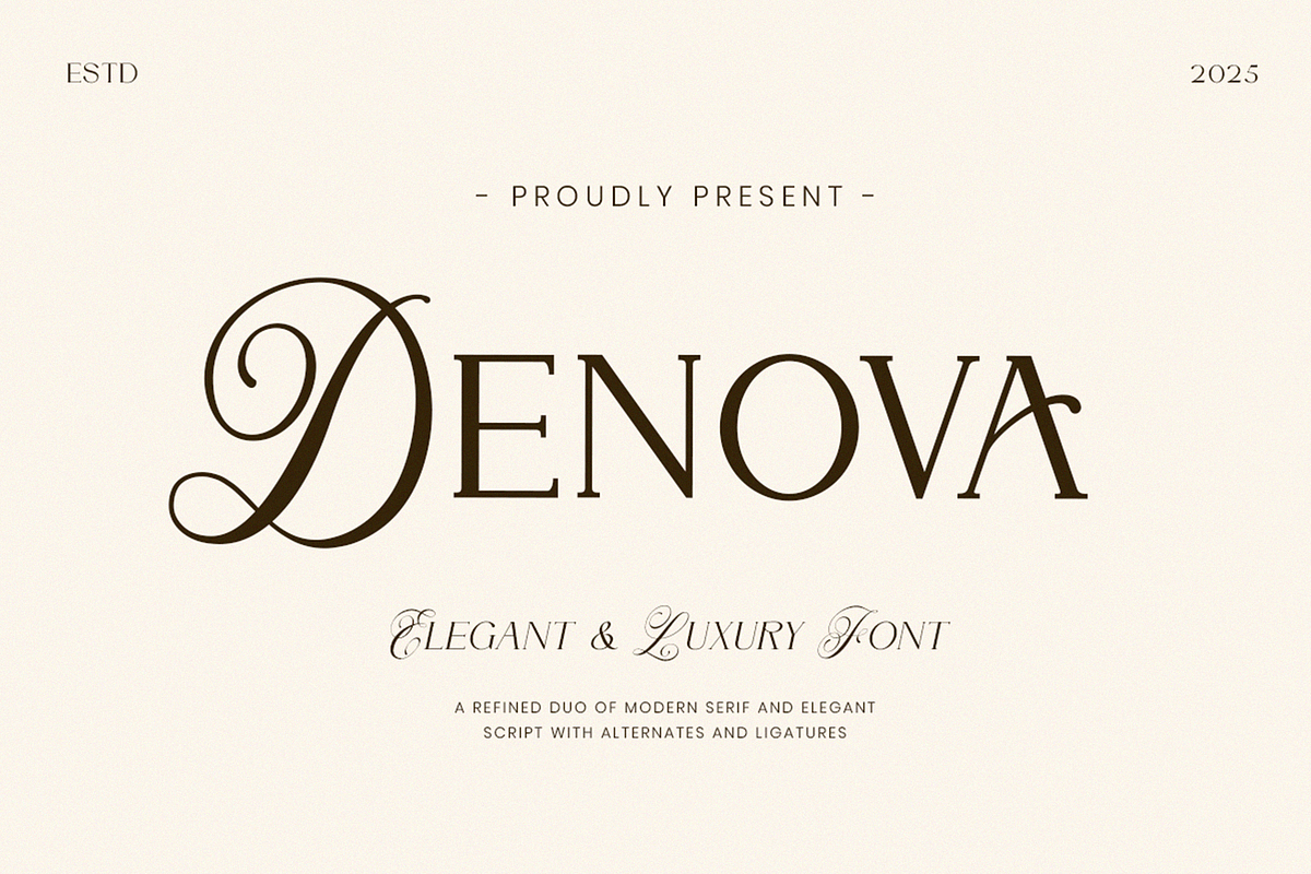 DENOVA // Elegant Luxury Font, a Serif Font by ToniStudio (Photo 1 of 10)