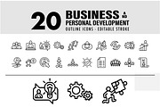 20 Business and Personal Development, an Outline Icon by khalwa.studio (Thumbnail 1 of 3)