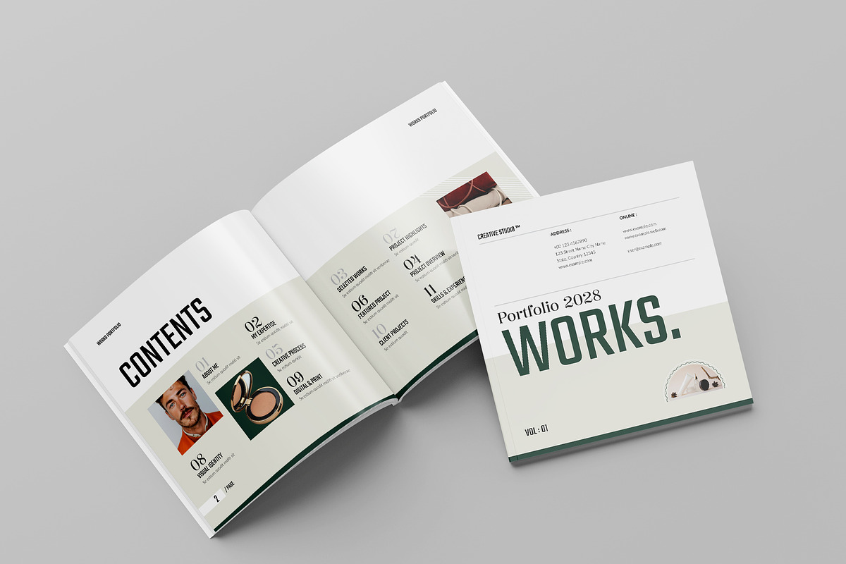 Works | Square Portfolio Template, a Brochure Template by Spark_Creative (Photo 3 of 15)