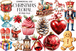 Watercolor Christmas Clipart, an Illustration by Daily.Designs