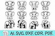 Bundle of elephant graphics svg, an Object Graphic by MegaPrezencik (Thumbnail 1 of 5)