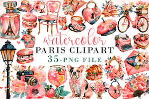 Watercolor Paris Clipart, an Illustration by Libby Wishes