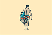 Surfer Ready to Ride the Waves, an Object Illustration by nomlimo.com (Thumbnail 1 of 2)