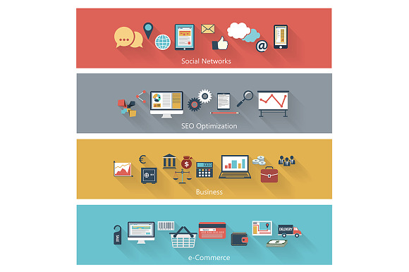 Set Of Concepts In Flat Design