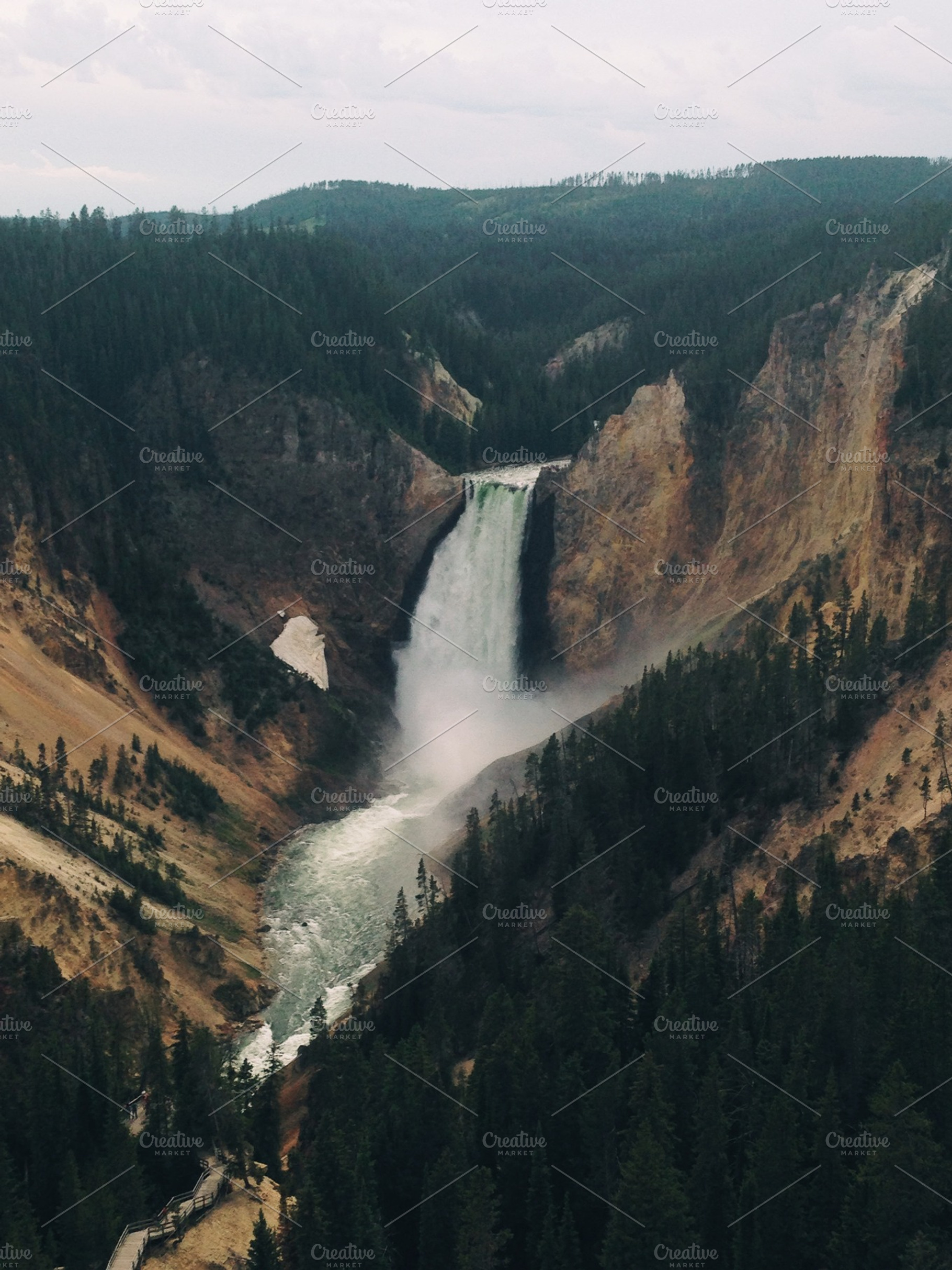Yosemite Falls Containing Yellowstone Wyoming And Summer
