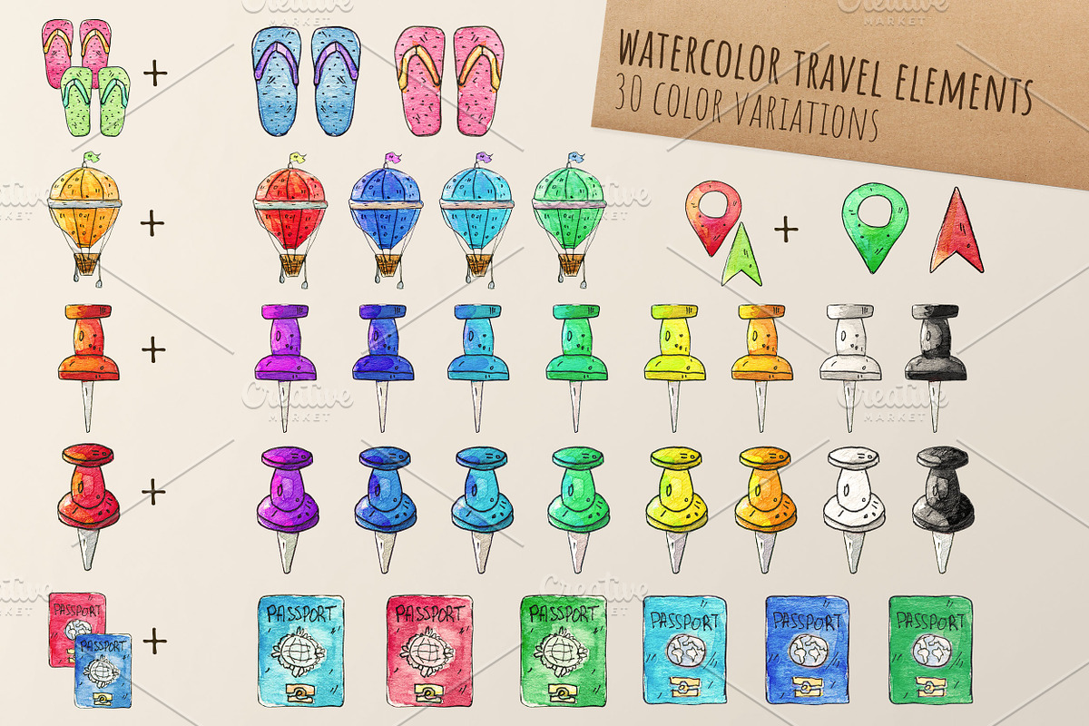 Watercolor Travel Clipart, an Object Graphic by Kitiri Space (Photo 3 of 5)