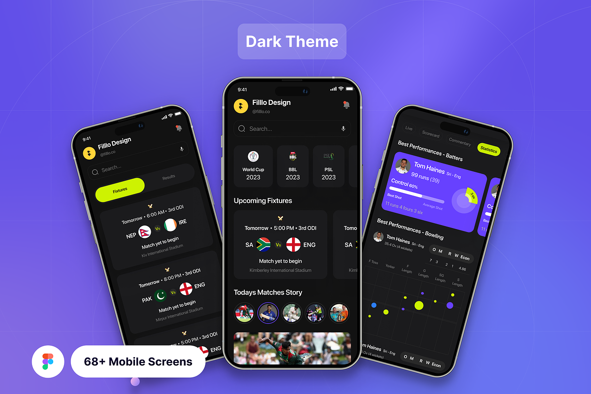 Filllo - Cricket live Score UI Kit, an UI Kit Template by floxui (Photo 7 of 8)