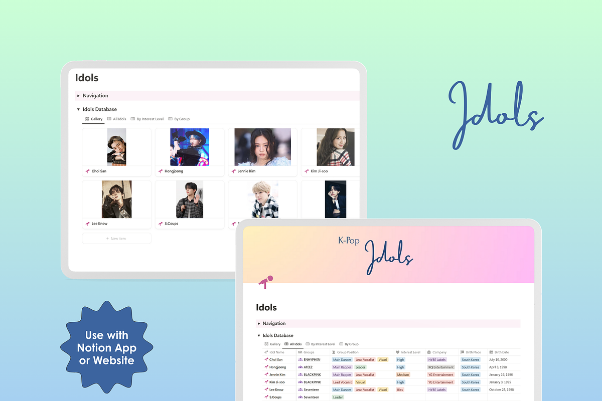 K-Pop Tracker - Notion preview 3