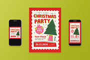 Red Riso Christmas Party Flyer Set, a Flyer Template by Aiyari Graphic (Thumbnail 1 of 3)