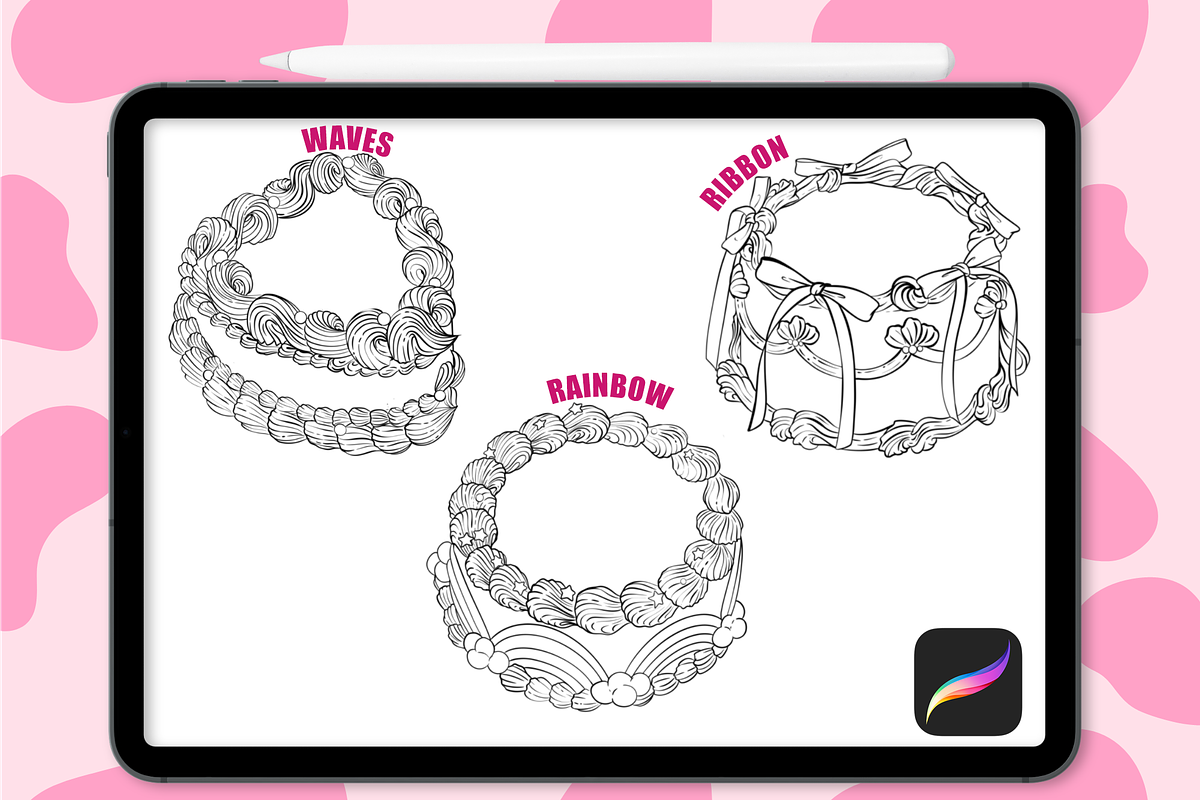 VICTORIAN CAKES PROCREATE BRUSH SET, a Brush Add-On by The GG Shop (Photo 5 of 17)