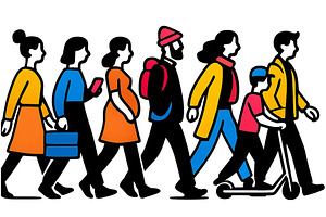 Diverse group of people walking on a, a Person Illustration by ZinetroN