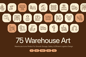 Warehouse Icon Art Set, an Outline Icon by Prosymbols
