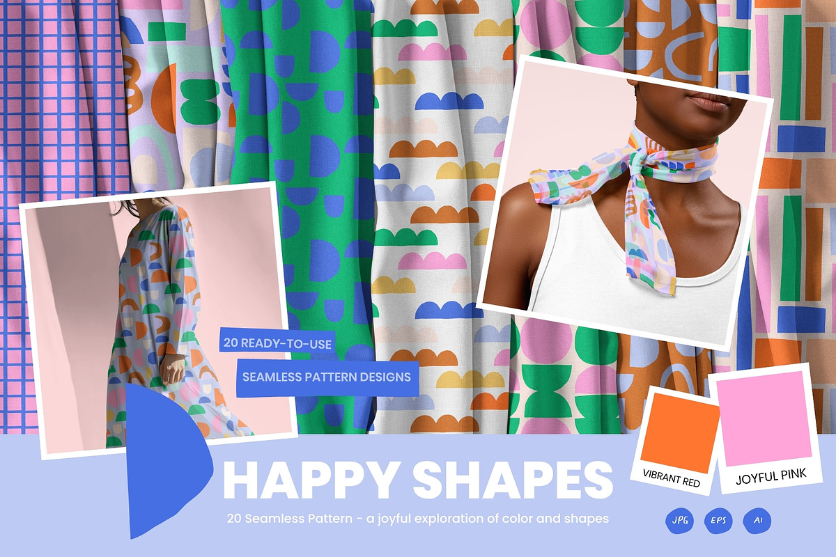 Happy Shapes – Seamless Pattern Set, a Pattern Graphic by Lisa Jasmin Bauer (Photo 1 of 7)
