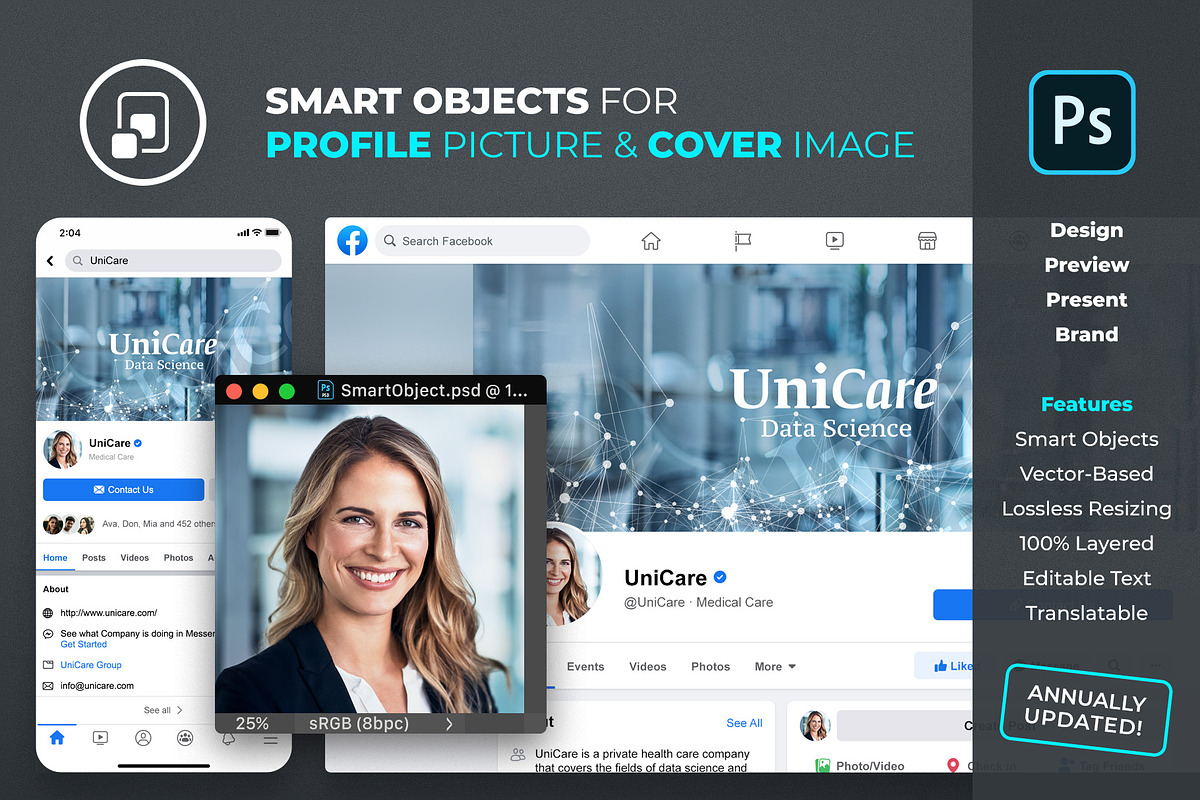 New Facebook Business Profile Mockup, a Social Media Template by FEINGOLD (Photo 2 of 8)