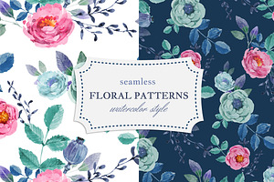 Seamless Watercolor  Floral Patterns