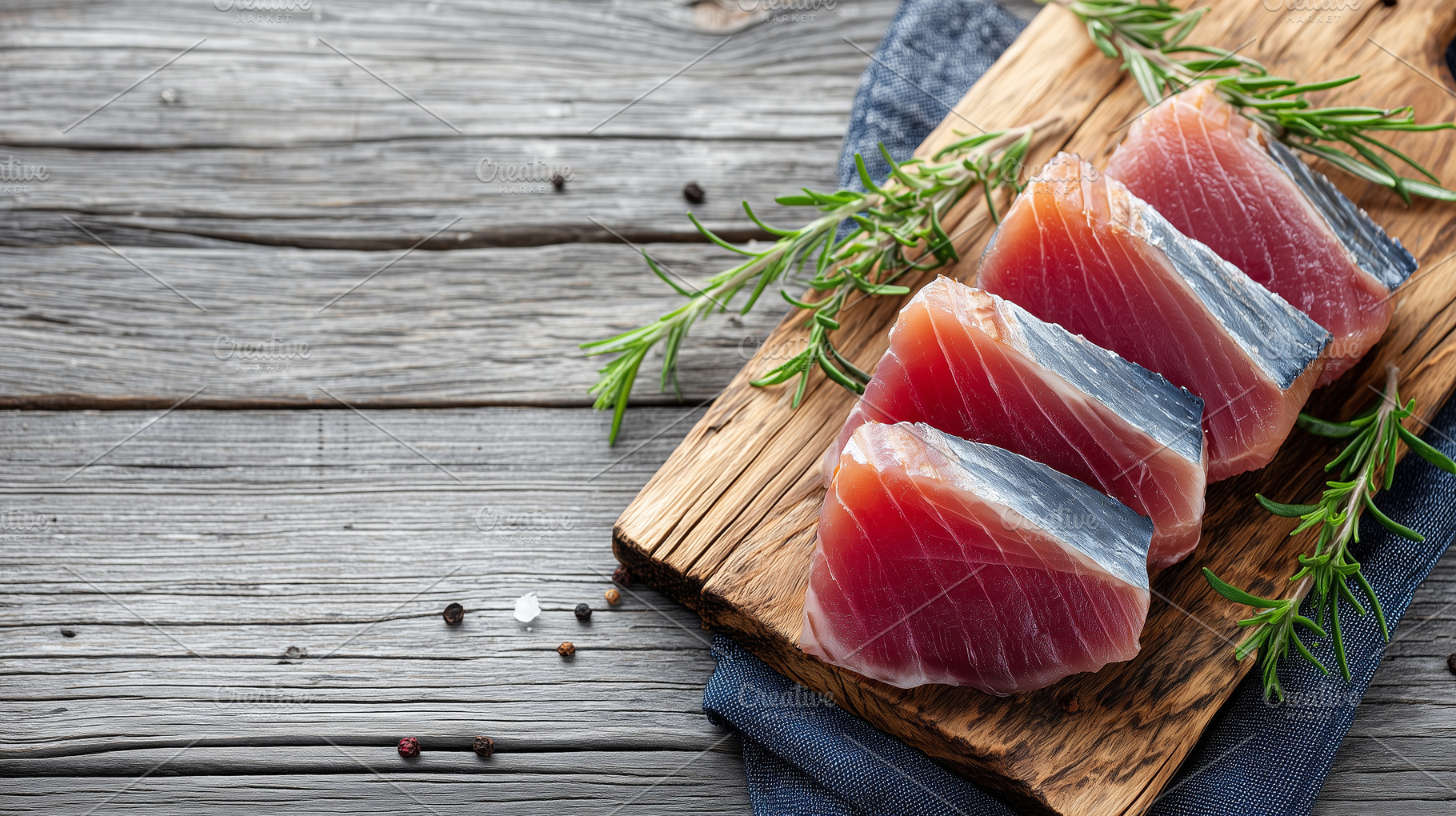 Fresh raw tuna fillets with herbs, a Food & Drink Photo by MistyDay