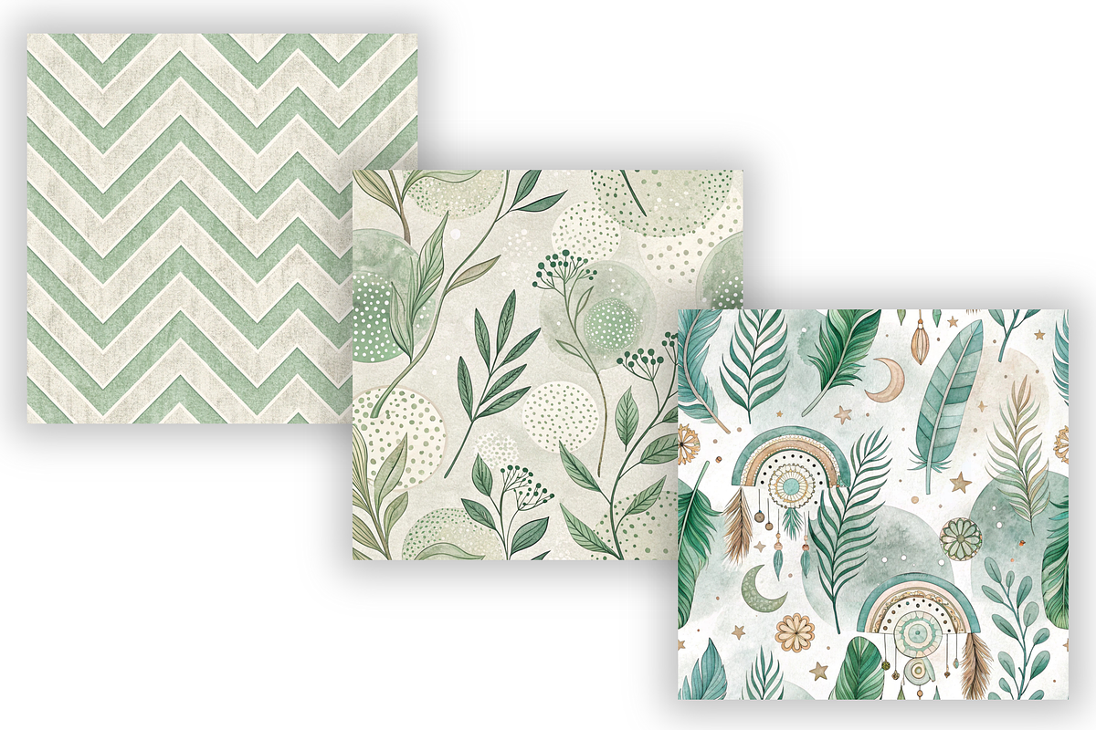 Sage Green Boho Seamless Pattern, a Pattern Graphic by FloridPrintables (Photo 4 of 7)