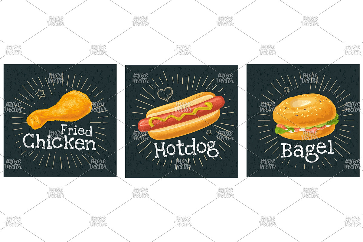 Set fast food banner illustration, a Food Illustration by MoreVector (Photo 2 of 4)