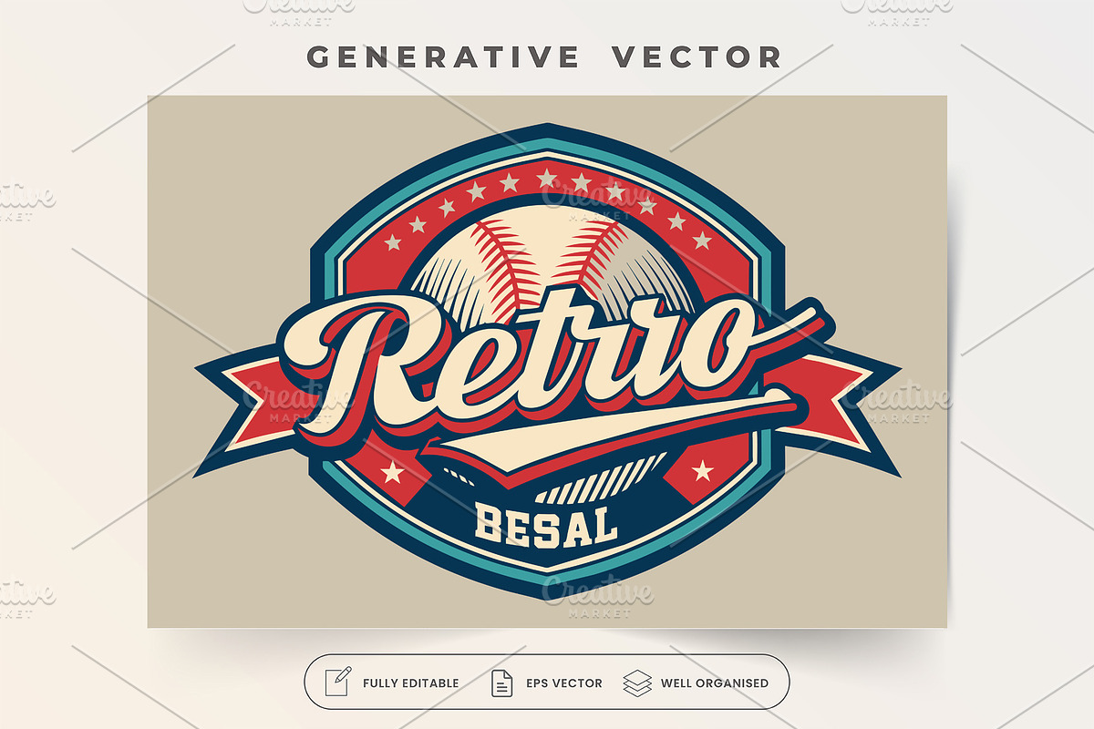 A retro-inspired baseball emblem wit, a Graphic by SaroStock