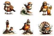 Whimsical Beach Bird Clipart, a Seasonal Illustration by CreationArt (Thumbnail 3 of 5)