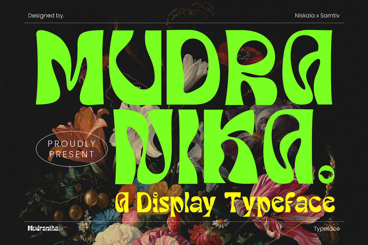 Mudranika - A Display Typeface, a Sans Serif Font by Samtiv Studio (Photo 1 of 7)