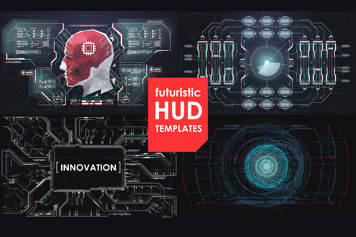 Futuristic Hud templates. Cyberpunk., a Technology Illustration by Andrew_Derr (Photo 2 of 3)