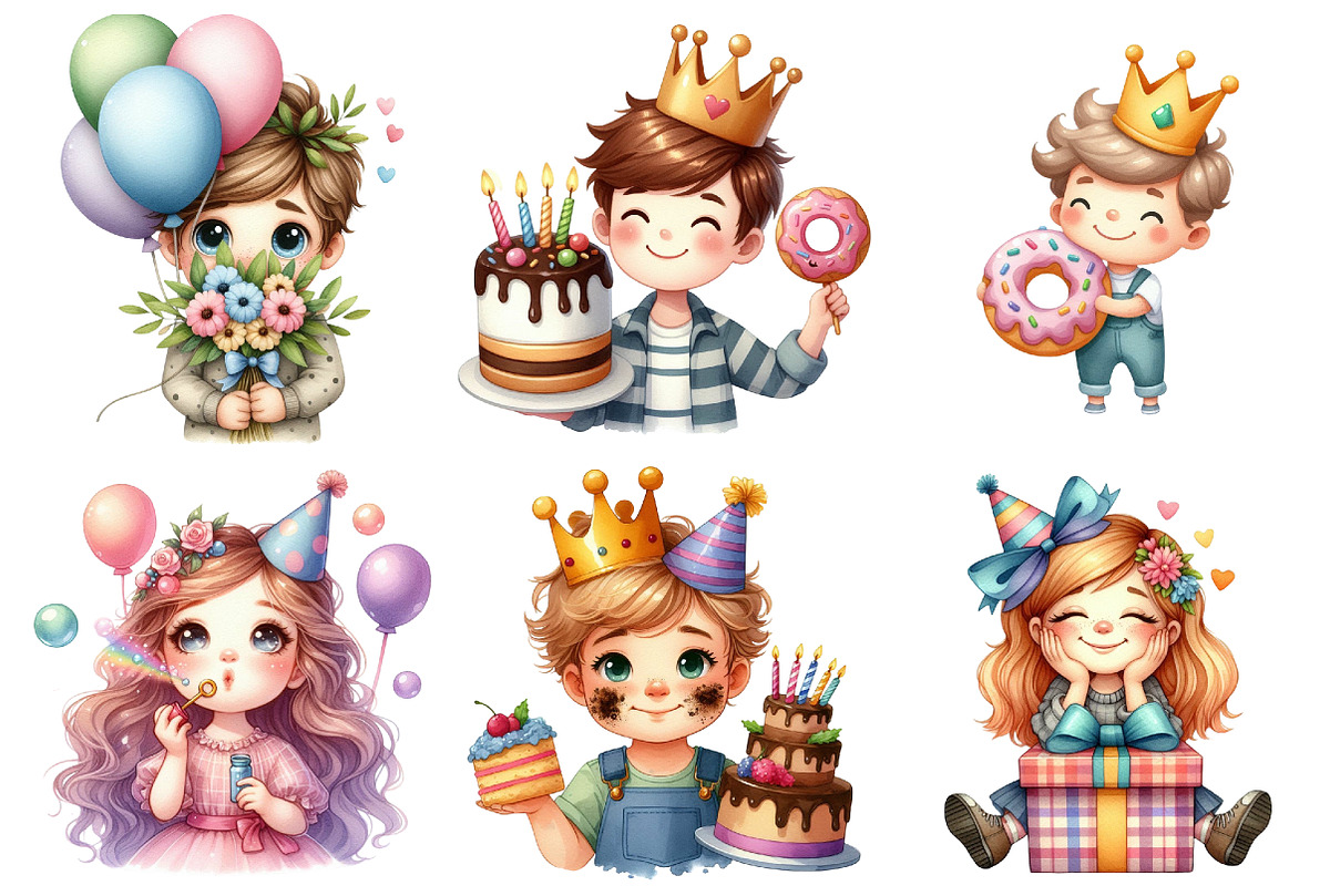 Little Boy and Girl Birthday, an Illustration by SinaCreation (Photo 3 of 5)