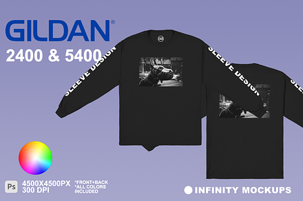 Long Sleeve Mockup Gildan 2400&5400, a Shirt Mockup by Infinity Mockups