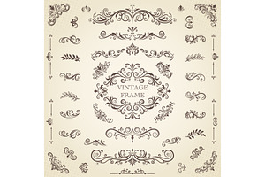 Set of vintage decorative elements, a Decorative Illustration by Yayasya