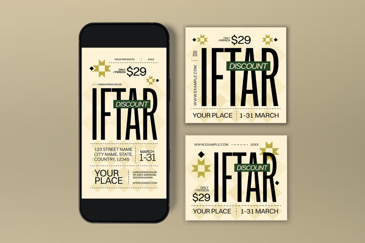Beige Bold Iftar Discount Flyer Set, a Flyer Template by graphicook (Photo 3 of 3)