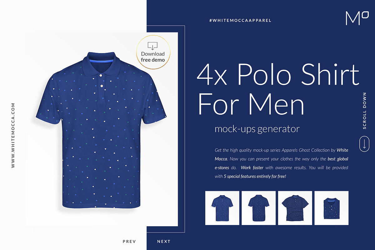 4x Men Polo Ghost Mock-ups FREE DEMO, a Books & Magazine Mockup by Apparel_Mockups (Photo 5 of 22)