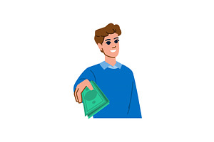 Smiling young man giving money and, a Finance Illustration by pikepicture