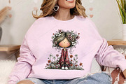 Watercolor Girls with Flowers PNG, a Seasonal Illustration by Canvas Craft (Thumbnail 5 of 7)