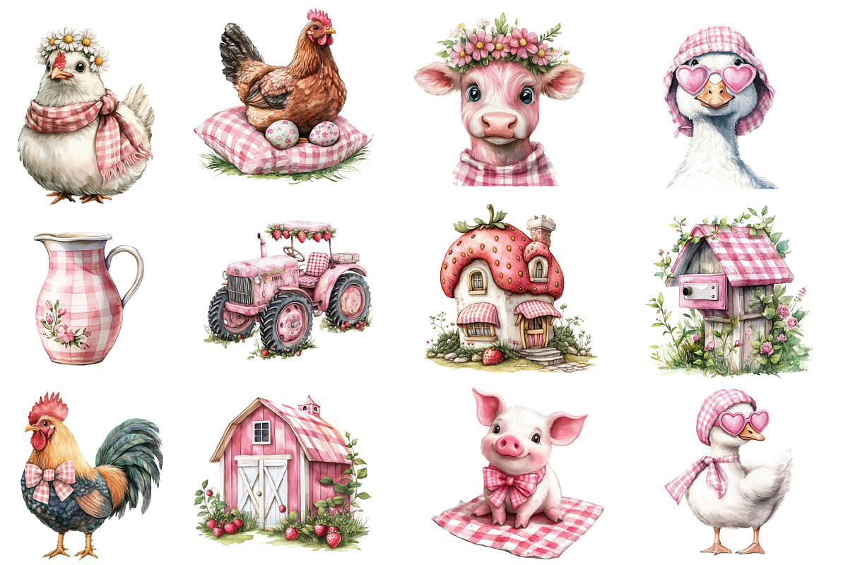 Watercolor Lovely Farm Clipart, an Illustration by Designworld (Photo 4 of 5)