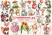 Funny Valentine's Animals Clipart, a Work Illustration by OK Design (Thumbnail 1 of 3)