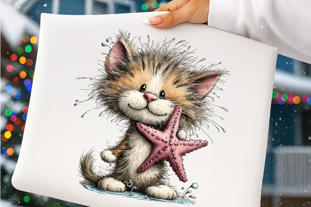 Whimsical summer cat clipart, an Illustration by SinaCreation (Photo 5 of 8)