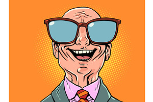 A joyful bald businessman. A