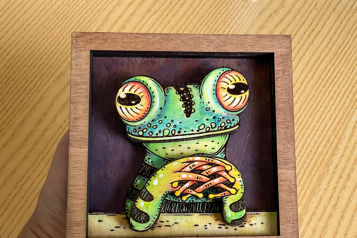 Funny Frog Laser Cut Template DIY, an Object Illustration by Bubert Art (Photo 3 of 6)