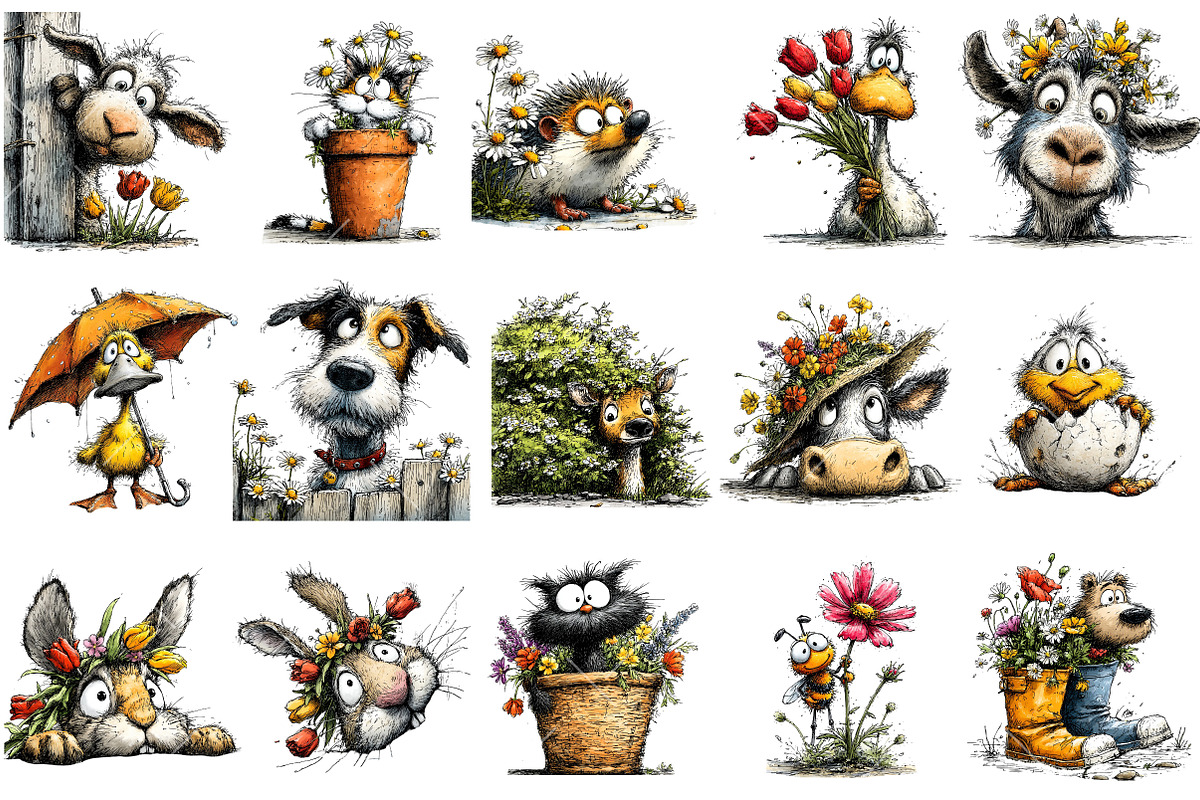 Spring Peeking Animal Clipart, an Illustration by OK Design (Photo 3 of 6)