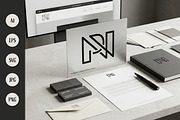 Logo Design Line Art Letters P and N, a Branding & Logo Template by Saba Vector (Thumbnail 2 of 3)