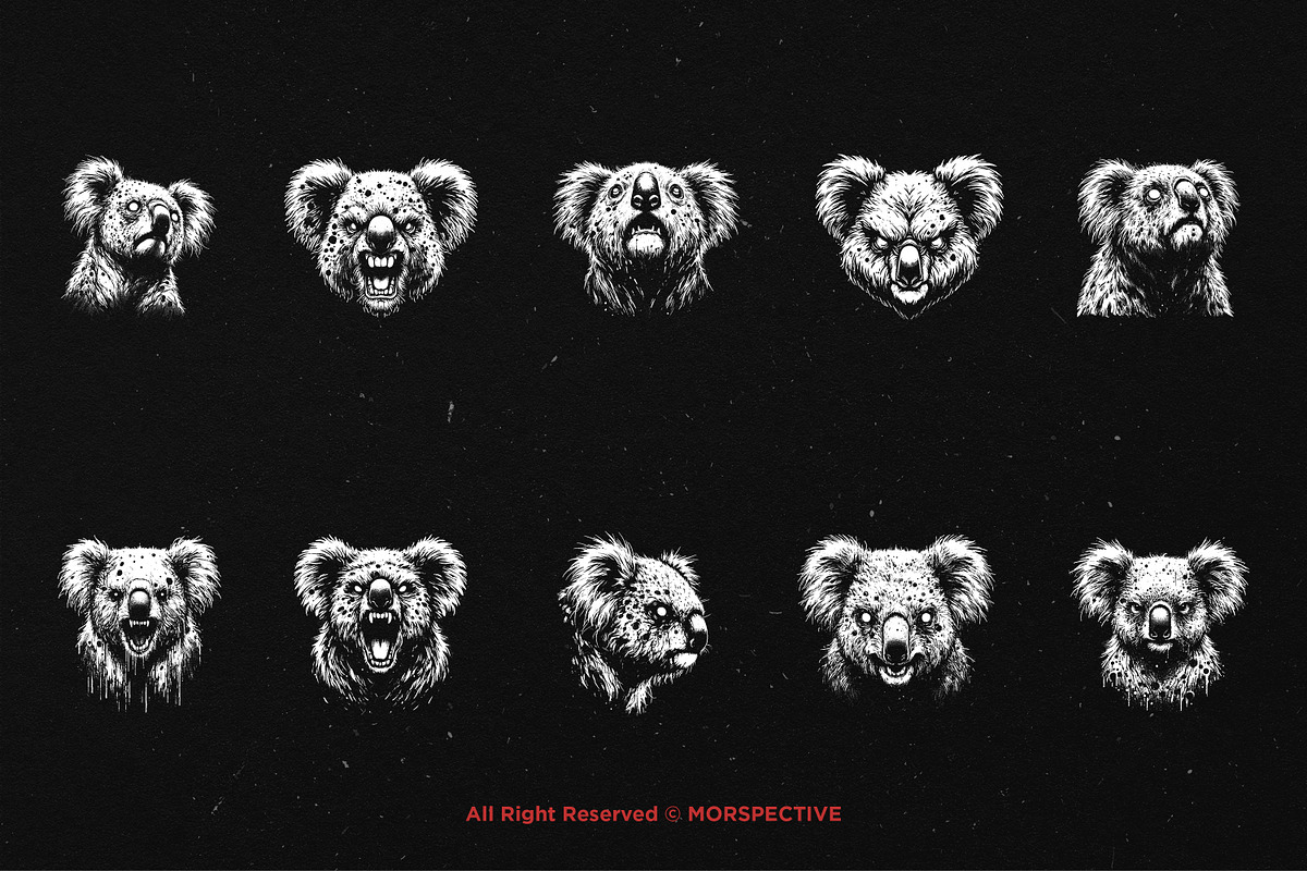 10 Bundle Dark Art Koala Animal Wild, an Illustration by Morspective (Photo 6 of 7)