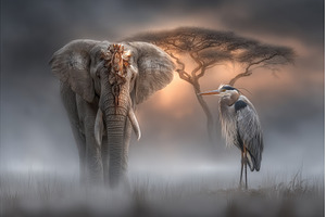 Landscape of elephants and acacia, an Animal Photo by ZinetroN