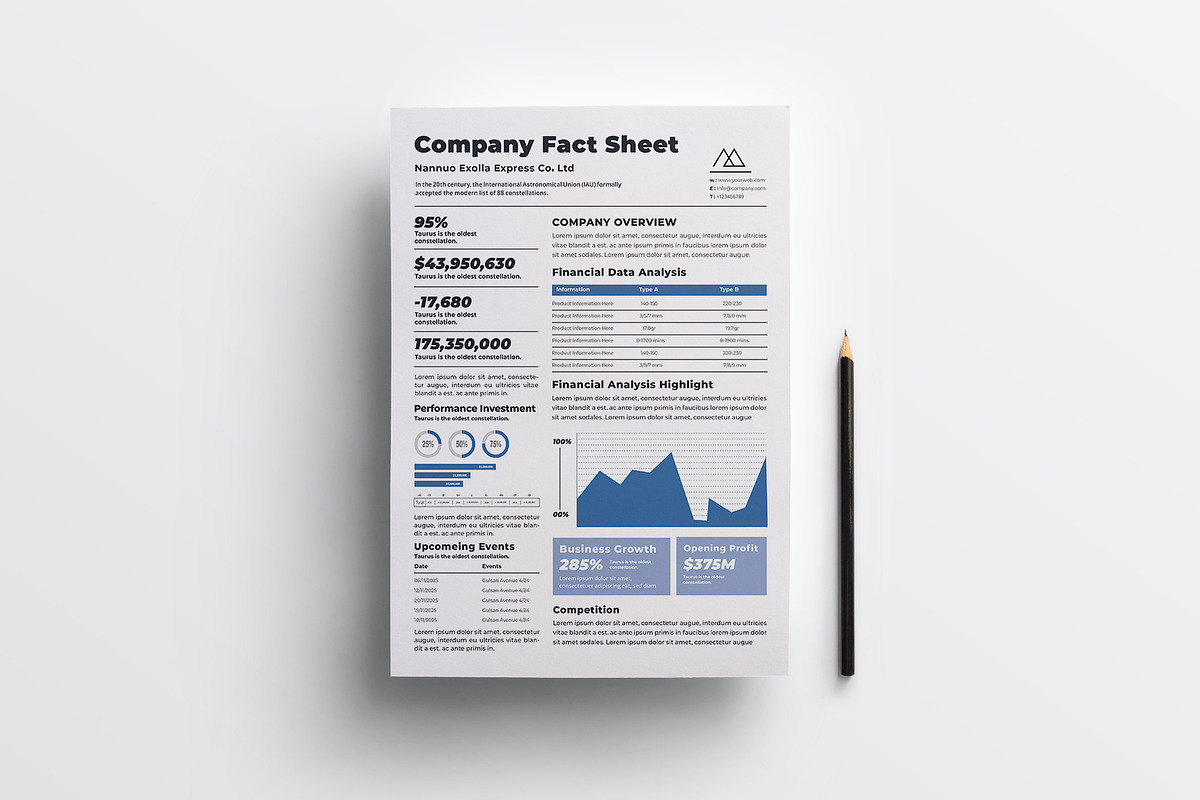 Company Fact Sheet | Word & Indesign, a Flyer Template by obayes (Photo 2 of 3)