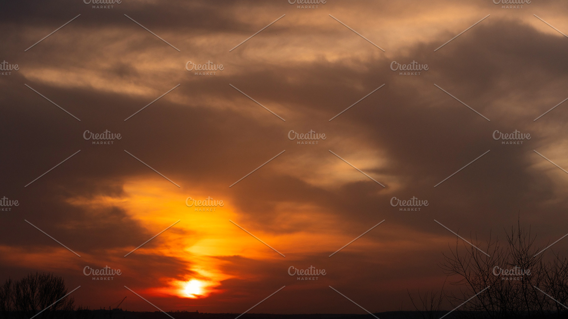Wide dramatic sunset sky with clouds, a Nature Photo by Elena Vagengeim