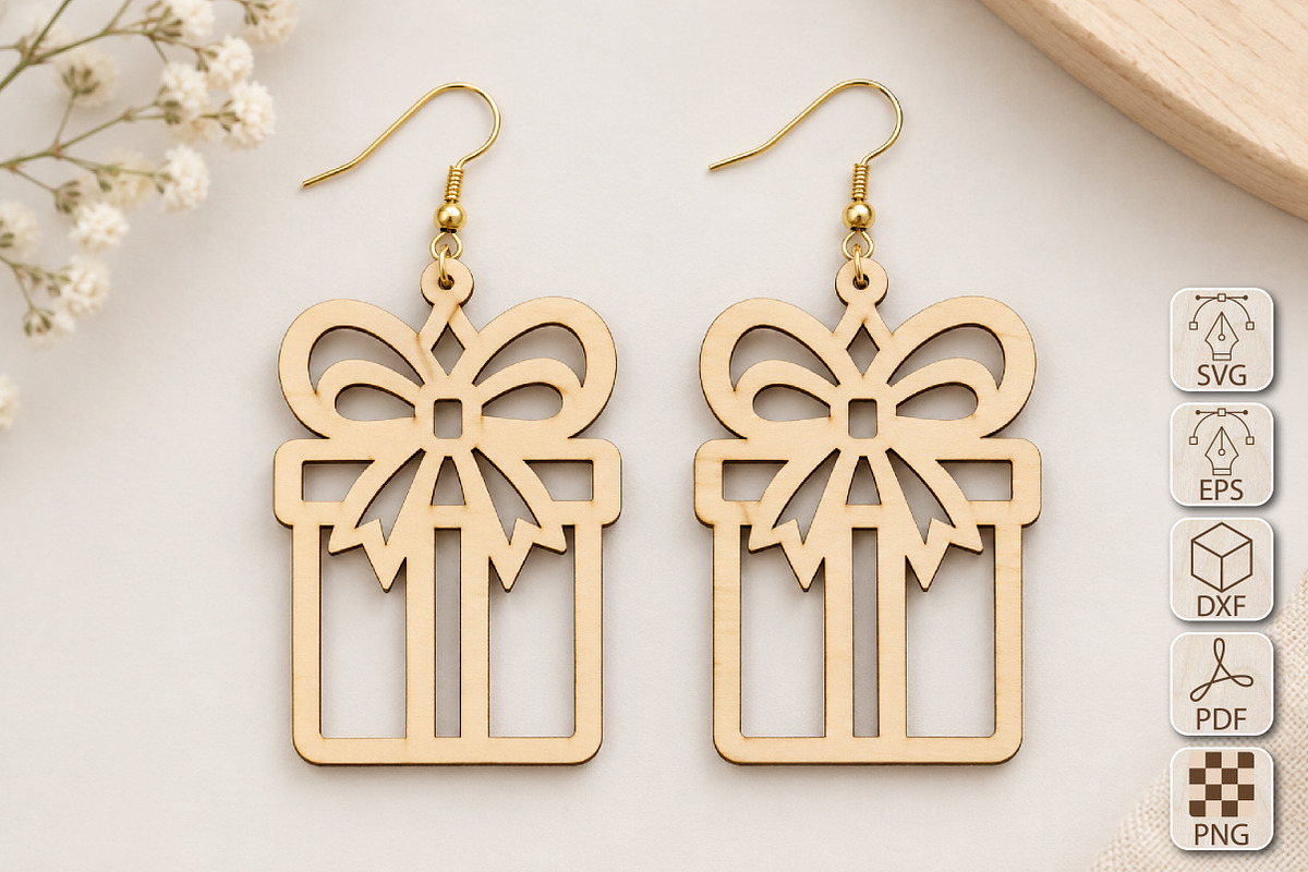 Christmas Gift Box Earrings SVG, an Object Graphic by Canvas Craft (Photo 1 of 4)
