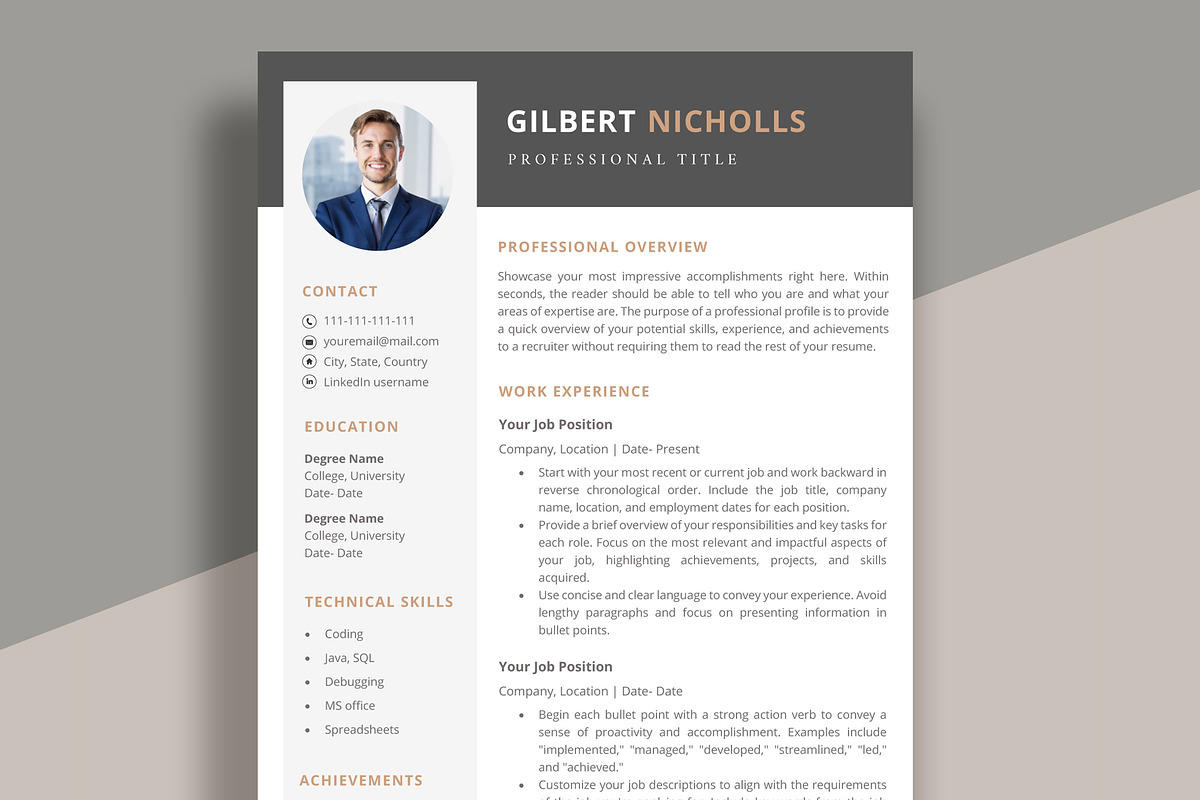 Professional Resume for word, a Resume Template by aivos (Photo 1 of 7)