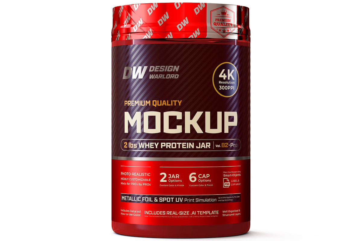 2lb Whey Protein Jar Mockup B2-Pro, a Packaging Mockup by Design Warlord (Photo 1 of 16)