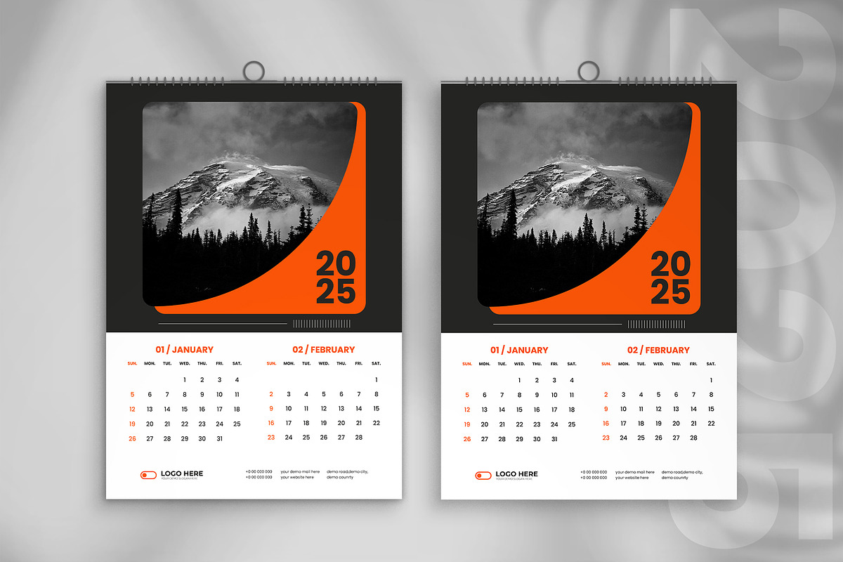 2025 wall calendar design template, a Stationery Template by Tanmoy Topu